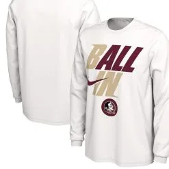 Men's Nike White Florida State Seminoles Ball In Bench Long Sleeve T-Shirt