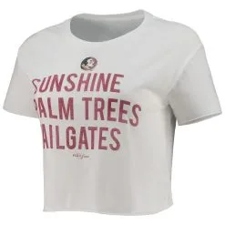 FloGrown Women's White Florida State Seminoles Sunshine Palm Trees Tailgates Cropped T-Shirt 6 FloGrown Women's White Florida State Seminoles Sunshine Palm Trees Tailgates Cropped T-Shirt -Arizona State Sun Devils Shop DSCO1140229070 3550 ALT2