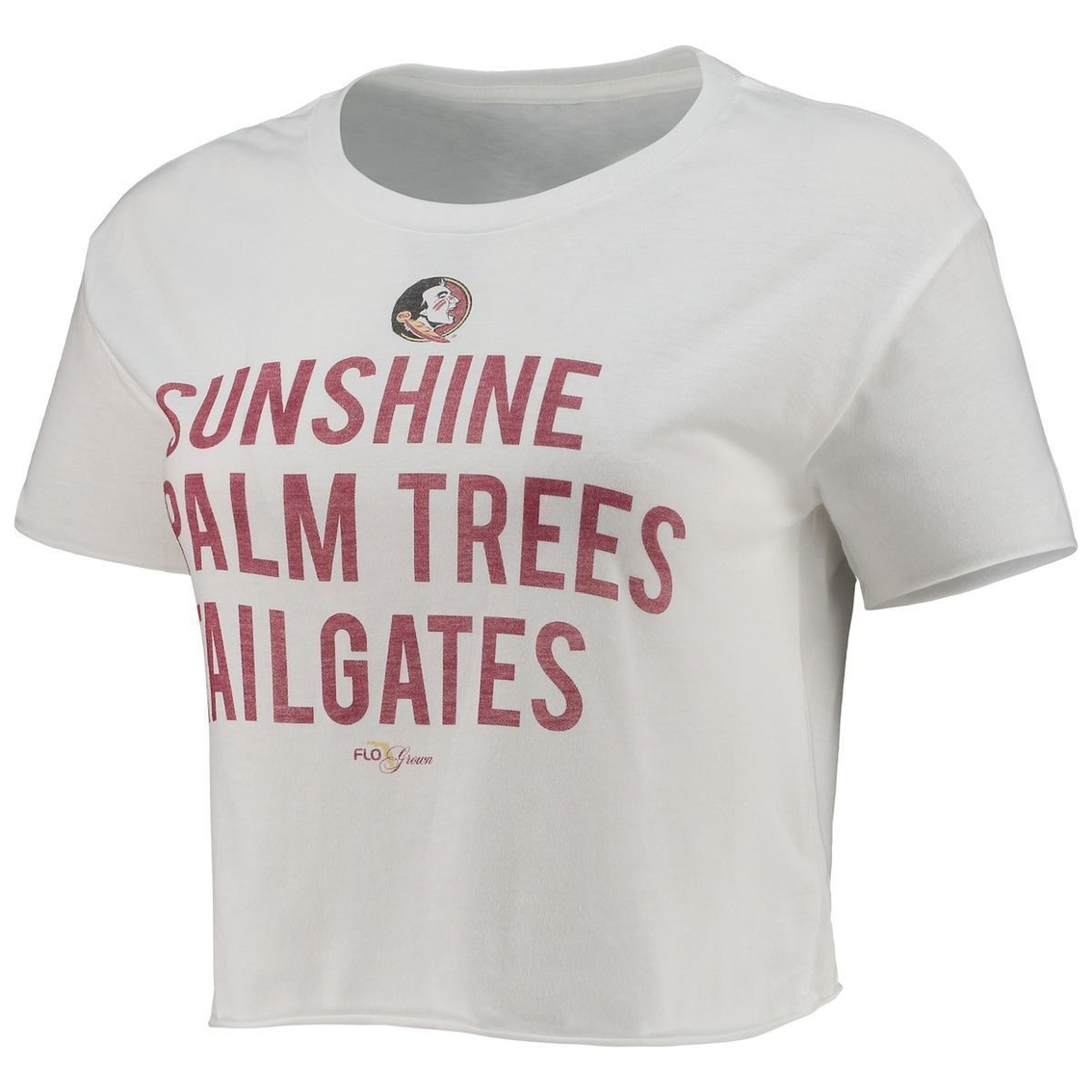 FloGrown Women's White Florida State Seminoles Sunshine Palm Trees Tailgates Cropped T-Shirt 3 FloGrown Women's White Florida State Seminoles Sunshine Palm Trees Tailgates Cropped T-Shirt - Image 3