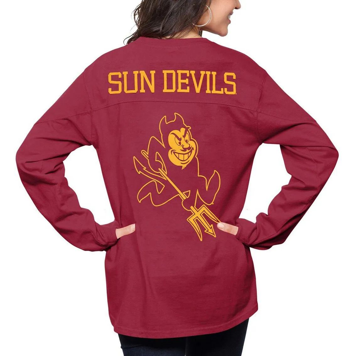 Pressbox Women's Maroon Arizona State Sun Devils The Big Shirt Oversized Long Sleeve T-Shirt 2 Pressbox Women's Maroon Arizona State Sun Devils The Big Shirt Oversized Long Sleeve T-Shirt - Image 2
