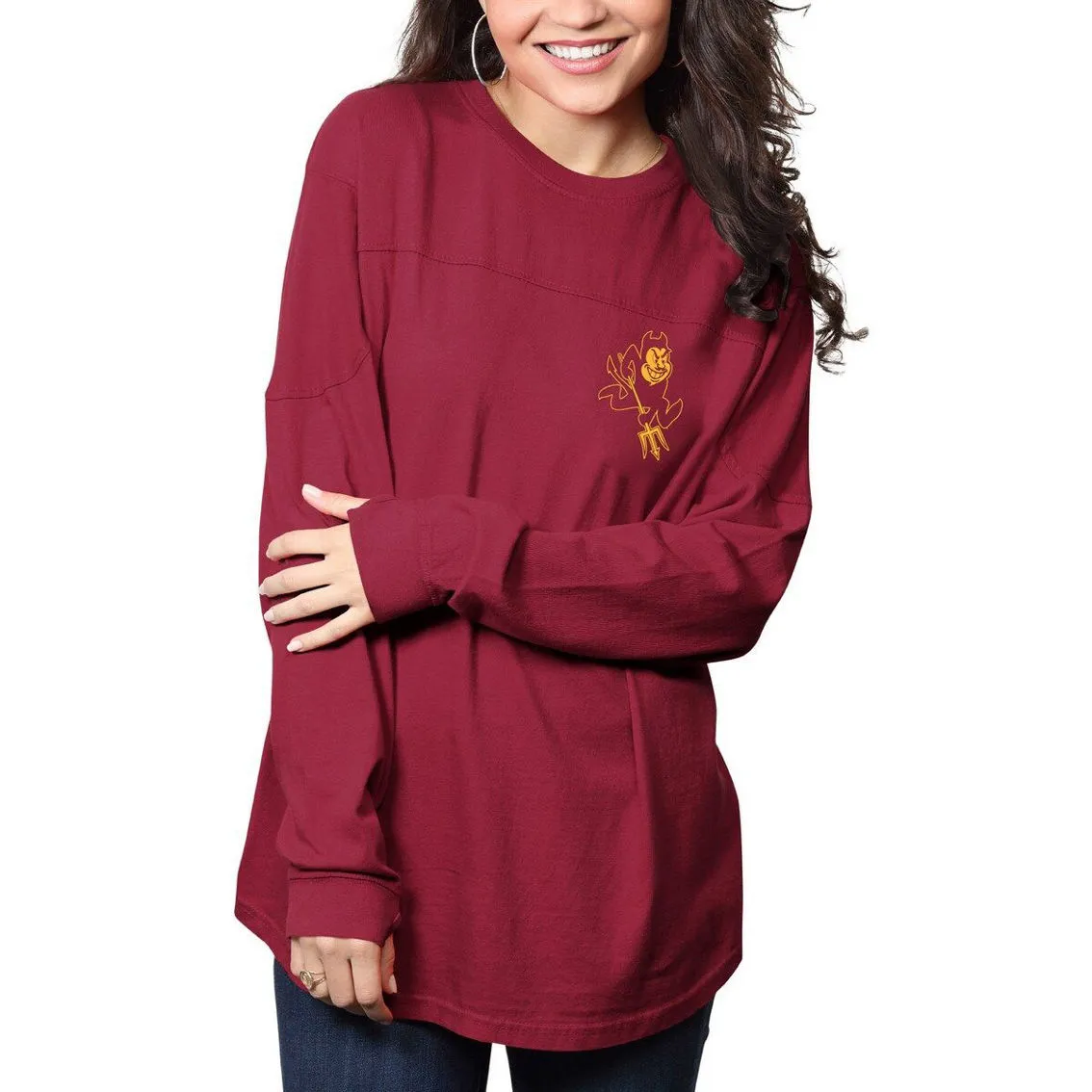 Pressbox Women's Maroon Arizona State Sun Devils The Big Shirt Oversized Long Sleeve T-Shirt 3 Pressbox Women's Maroon Arizona State Sun Devils The Big Shirt Oversized Long Sleeve T-Shirt - Image 3
