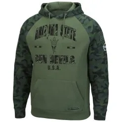 Colosseum Men's Olive/Camo Arizona State Sun Devils OHT Military Appreciation Raglan Pullover Hoodie -Arizona State Sun Devils Shop DSCO1140608878 2068 ALT2