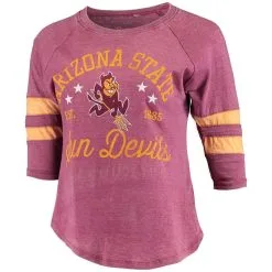 Pressbox Women's Maroon/Gold Arizona State Sun Devils Jade Vintage Washed 3/4-Sleeve Jersey T-Shirt 6 Pressbox Women's Maroon/Gold Arizona State Sun Devils Jade Vintage Washed 3/4-Sleeve Jersey T-Shirt -Arizona State Sun Devils Shop DSCO1140778347 GOLDRE ALT2