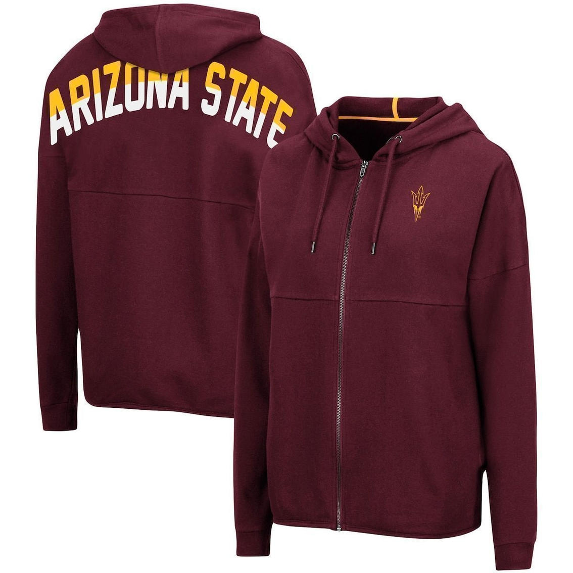 Colosseum Women's Maroon Arizona State Sun Devils 2-Hit Full-Zip Hoodie 1 Colosseum Women's Maroon Arizona State Sun Devils 2-Hit Full-Zip Hoodie