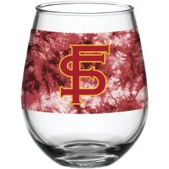Indigo Falls Florida State Seminoles 15oz. Vintage Tie-Dye Stemless Wine Glass