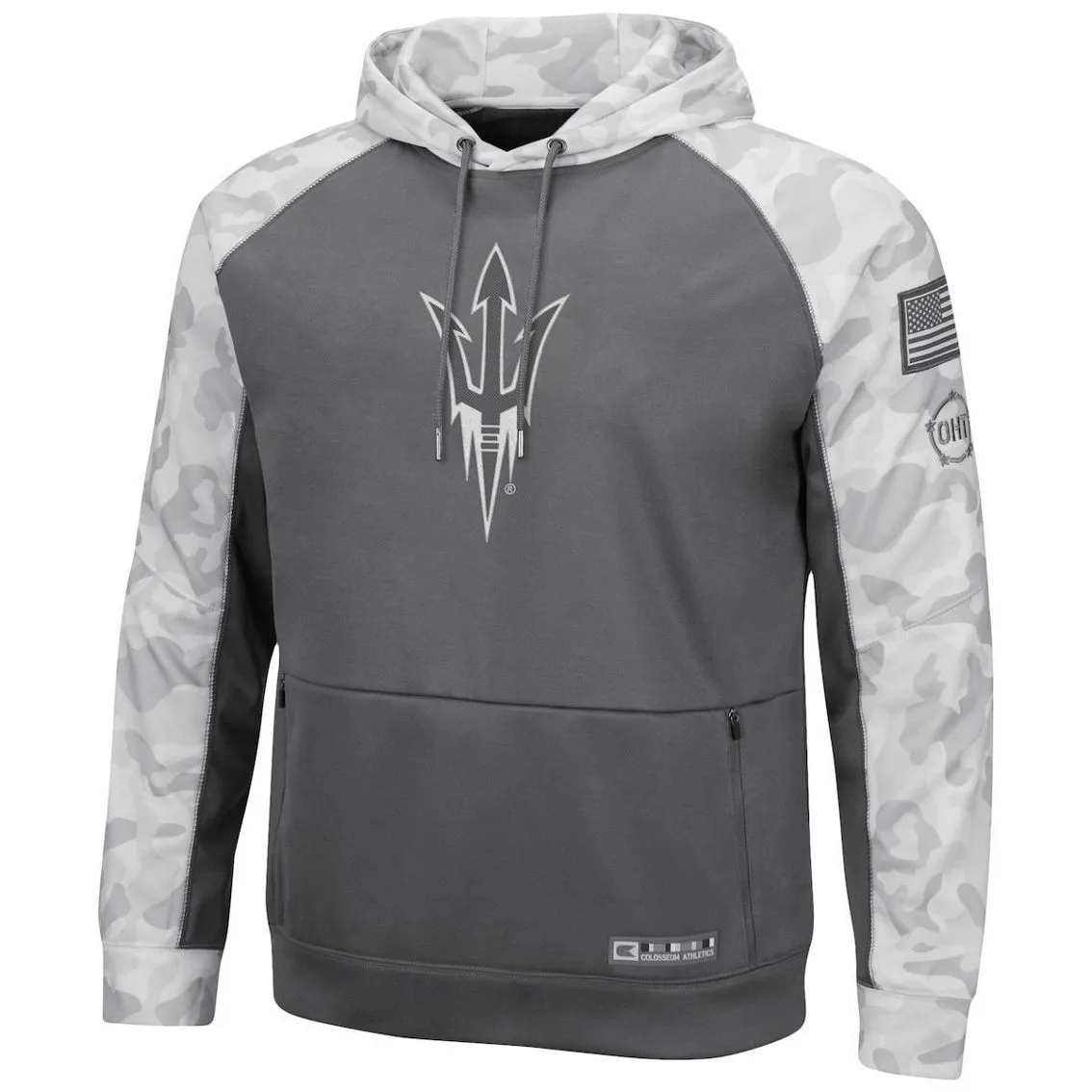 Colosseum Men's Gray/Arctic Camo Arizona State Sun Devils OHT Military Appreciation Tonal Raglan Pullover Hoodie 3 Colosseum Men's Gray/Arctic Camo Arizona State Sun Devils OHT Military Appreciation Tonal Raglan Pullover Hoodie - Image 3