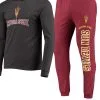 Concepts Sport Men's Maroon/Charcoal Arizona State Sun Devils Meter Long Sleeve Hoodie T-Shirt & Jogger Pants Sleep Set