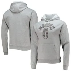 League Collegiate Wear Men's Heathered Gray Brown Bears Seal Neuvo Essential Fleece Pullover Hoodie