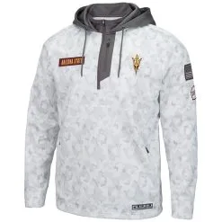 Colosseum Men's Arctic Camo Arizona State Sun Devils OHT Military Appreciation Quarter-Zip Hoodie -Arizona State Sun Devils Shop DSCO1142289459 EJ32 ALT2