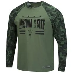 Colosseum Men's Olive/Camo Arizona State Sun Devils OHT Military Appreciation Raglan Long Sleeve T-Shirt -Arizona State Sun Devils Shop DSCO1142289493 2068 ALT2