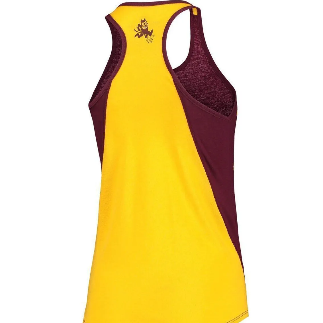 Colosseum Women's Maroon/Gold Arizona State Sun Devils George Glass 2-Hit Scoop Neck Racerback Tank Top 4 Colosseum Women's Maroon/Gold Arizona State Sun Devils George Glass 2-Hit Scoop Neck Racerback Tank Top - Image 4