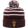 Girls Youth Top Of The World Maroon Arizona State Sun Devils Shimmering Cuffed Knit Hat With Pom
