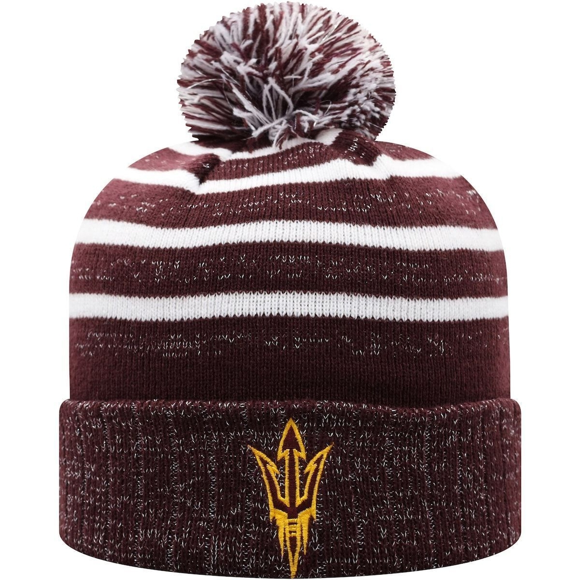 Girls Youth Top Of The World Maroon Arizona State Sun Devils Shimmering Cuffed Knit Hat With Pom 1 Girls Youth Top Of The World Maroon Arizona State Sun Devils Shimmering Cuffed Knit Hat With Pom