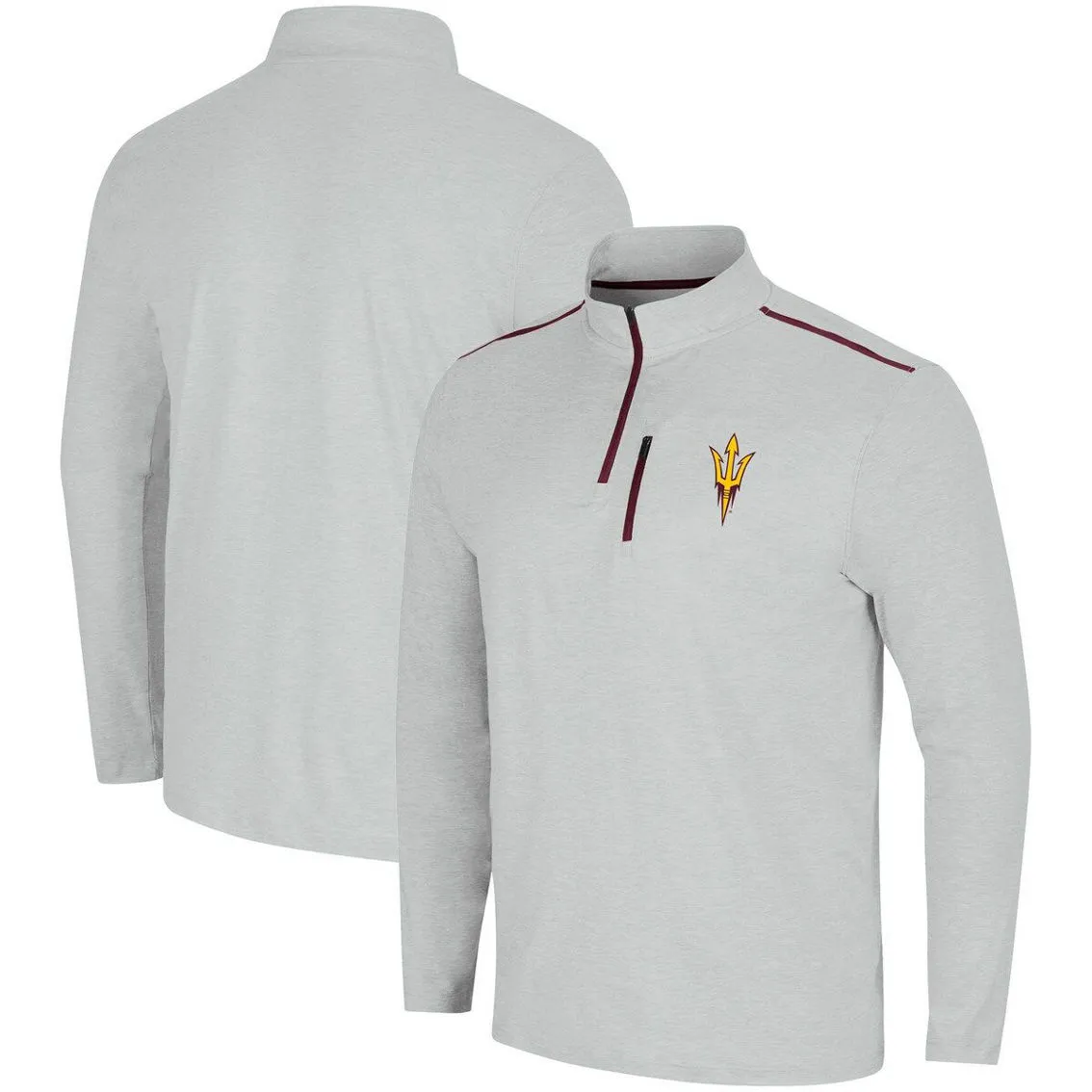 Colosseum Men's Heathered Gray Arizona State Sun Devils Great Scott Quarter-Zip Jacket 2 Colosseum Men's Heathered Gray Arizona State Sun Devils Great Scott Quarter-Zip Jacket - Image 2
