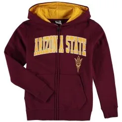 Colosseum Youth Maroon Arizona State Sun Devils Applique Arch & Logo Full-Zip Hoodie