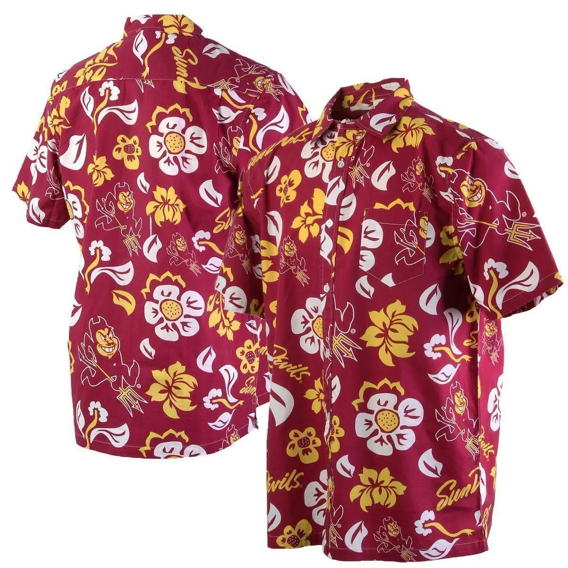 Men's Wes & Willy Red Arizona State Sun Devils Floral Button-Up Shirt 1 Men's Wes & Willy Red Arizona State Sun Devils Floral Button-Up Shirt