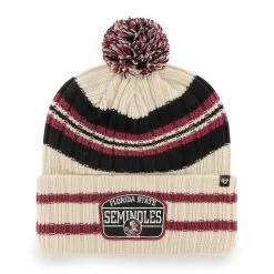'47 Men's Natural Florida State Seminoles Hone Patch Cuffed Knit Hat With Pom