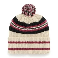 '47 Men's Natural Florida State Seminoles Hone Patch Cuffed Knit Hat With Pom -Arizona State Sun Devils Shop DSCO1145696313 3353 ALT2