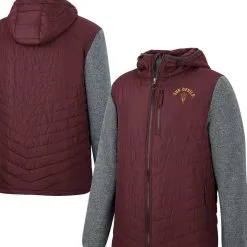 Colosseum Men's Maroon/Charcoal Arizona State Sun Devils Course Herringbone Full-Zip Hoodie