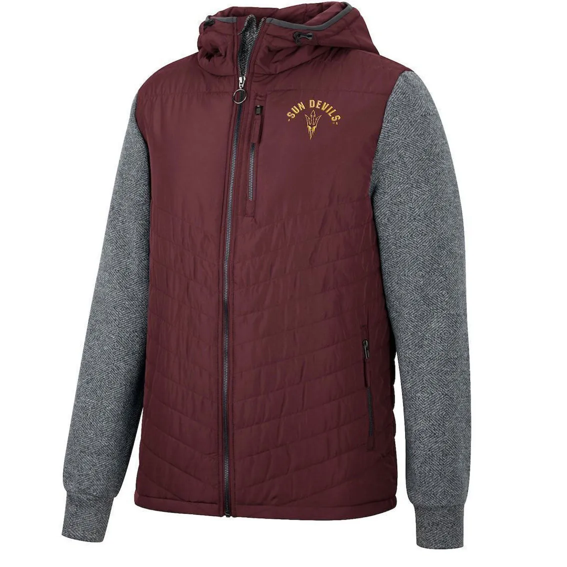 Colosseum Men's Maroon/Charcoal Arizona State Sun Devils Course Herringbone Full-Zip Hoodie 3 Colosseum Men's Maroon/Charcoal Arizona State Sun Devils Course Herringbone Full-Zip Hoodie - Image 3