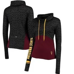 Colosseum Women's Black/Maroon Arizona State Sun Devils Scaled Cowl Neck Pullover Hoodie