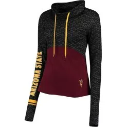 Colosseum Women's Black/Maroon Arizona State Sun Devils Scaled Cowl Neck Pullover Hoodie -Arizona State Sun Devils Shop DSCO1145969388 1007 ALT2