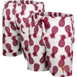Colosseum Men's White/Maroon Arizona State Sun Devils Pineapple Swim Shorts