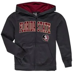 Colosseum Youth Charcoal Florida State Seminoles Applique Arch & Logo Full-Zip Hoodie