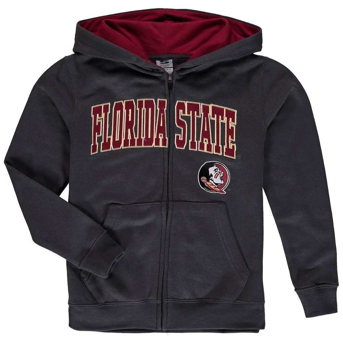 Colosseum Youth Charcoal Florida State Seminoles Applique Arch & Logo Full-Zip Hoodie 1 Colosseum Youth Charcoal Florida State Seminoles Applique Arch & Logo Full-Zip Hoodie