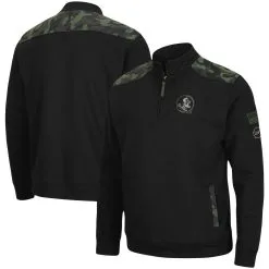 Colosseum Men's Black Florida State Seminoles OHT Military Appreciation Commo Fleece Quarter-Zip Jacket