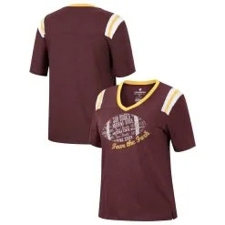 Colosseum Women's Heathered Maroon Arizona State Sun Devils 15 Min Early Football V-Neck T-Shirt