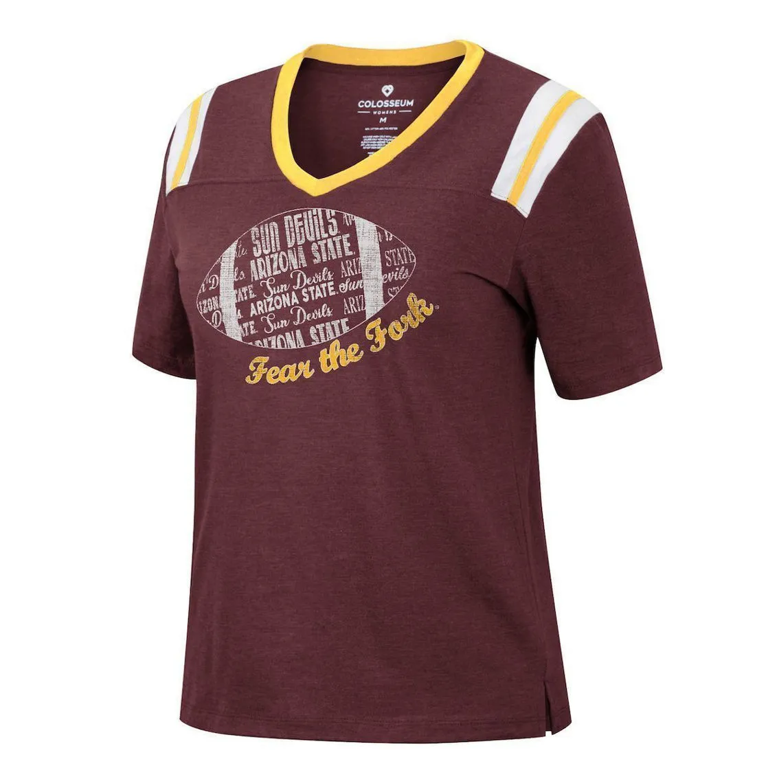Colosseum Women's Heathered Maroon Arizona State Sun Devils 15 Min Early Football V-Neck T-Shirt 3 Colosseum Women's Heathered Maroon Arizona State Sun Devils 15 Min Early Football V-Neck T-Shirt - Image 3