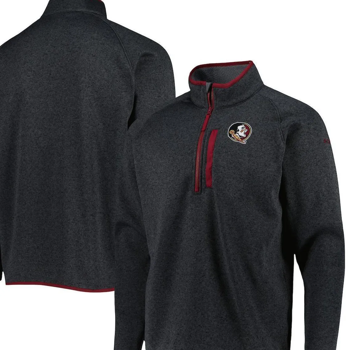 Columbia Men's Charcoal Florida State Seminoles Canyon Point Omni-Shield Raglan Half-Zip Top 2 Columbia Men's Charcoal Florida State Seminoles Canyon Point Omni-Shield Raglan Half-Zip Top - Image 2