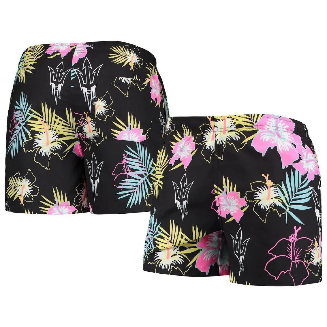 FOCO Men's Black Arizona State Sun Devils Neon Floral Swim Trunks 2 FOCO Men's Black Arizona State Sun Devils Neon Floral Swim Trunks - Image 2