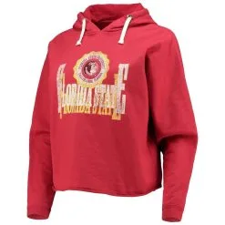 Original Retro Brand Women's Scarlet Florida State Seminoles Vault Vintage Cropped Pullover Raglan Hoodie -Arizona State Sun Devils Shop DSCO1146830811 2946 ALT2