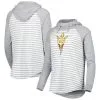 Colosseum Women's Heathered Gray/White Arizona State Sun Devils Gloria Raglan Long Sleeve Hoodie T-Shirt
