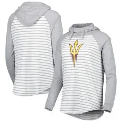 Colosseum Women's Heathered Gray/White Arizona State Sun Devils Gloria Raglan Long Sleeve Hoodie T-Shirt