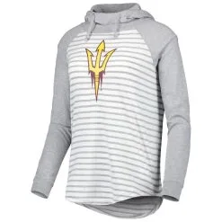 Colosseum Women's Heathered Gray/White Arizona State Sun Devils Gloria Raglan Long Sleeve Hoodie T-Shirt -Arizona State Sun Devils Shop DSCO1146832078 VNFK ALT2