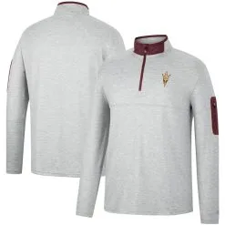 Colosseum Men's Heathered Gray/Maroon Arizona State Sun Devils Country Club Windshirt Quarter-Zip Jacket