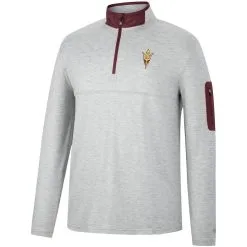 Colosseum Men's Heathered Gray/Maroon Arizona State Sun Devils Country Club Windshirt Quarter-Zip Jacket -Arizona State Sun Devils Shop DSCO1146832448 1927 ALT2