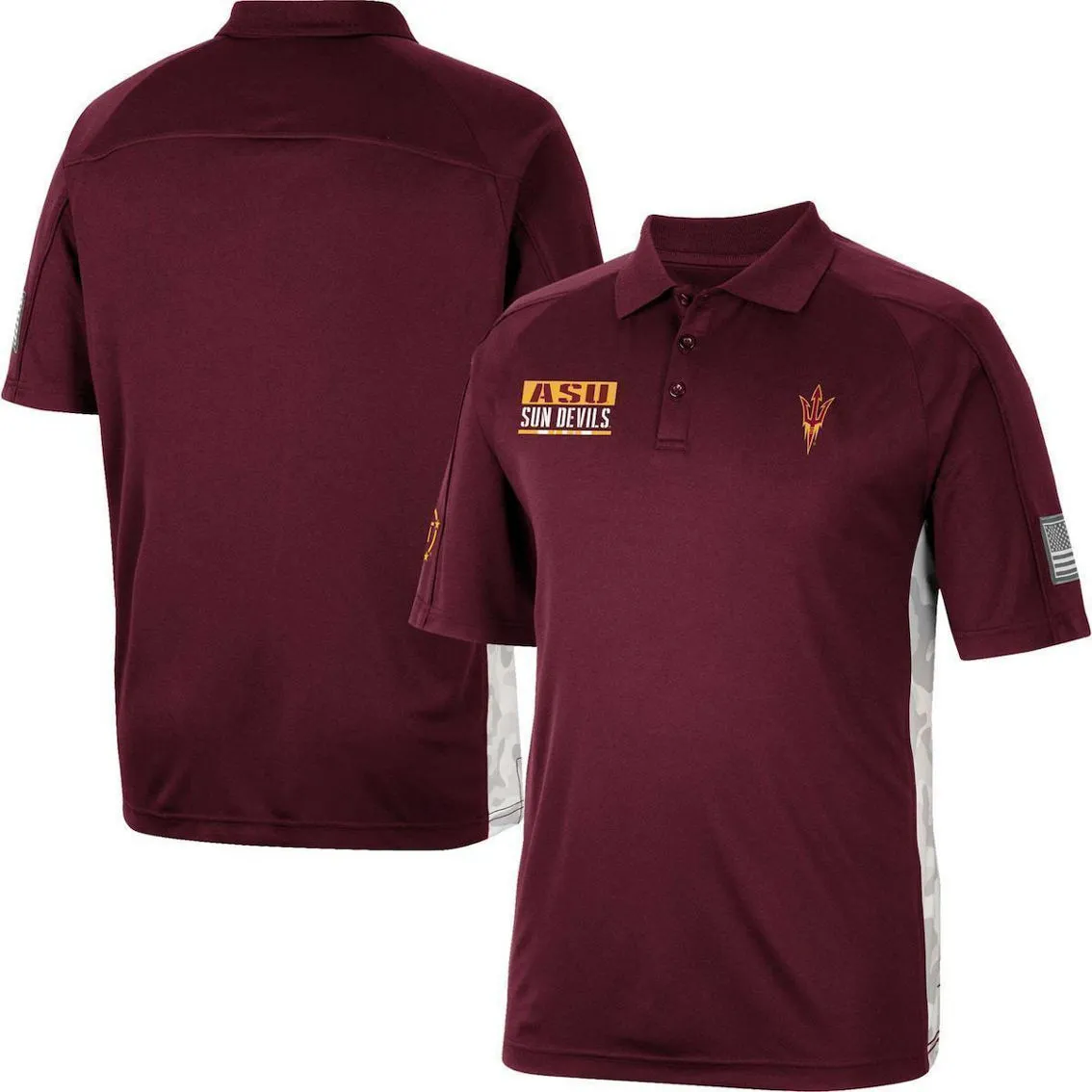 Men's Colosseum Maroon Arizona State Sun Devils OHT Military Appreciation Snow Camo Polo 2 Men's Colosseum Maroon Arizona State Sun Devils OHT Military Appreciation Snow Camo Polo - Image 2