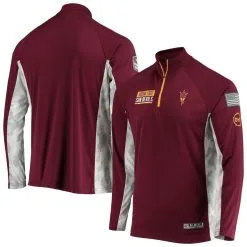 Colosseum Men's Maroon Arizona State Sun Devils OHT Military Appreciation Snow Cruise Raglan 1/4-Zip Jacket