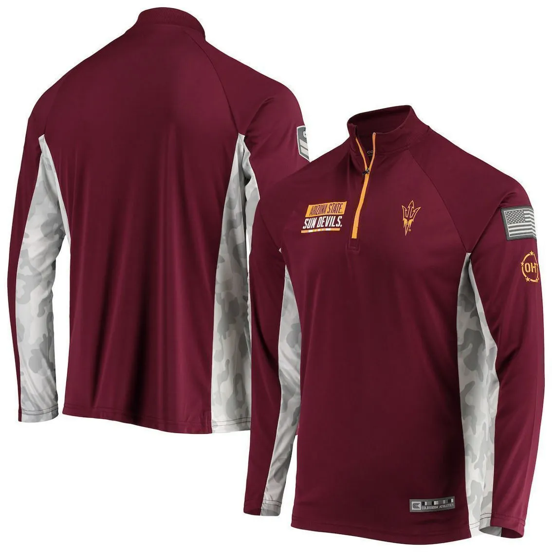 Colosseum Men's Maroon Arizona State Sun Devils OHT Military Appreciation Snow Cruise Raglan 1/4-Zip Jacket 1 Colosseum Men's Maroon Arizona State Sun Devils OHT Military Appreciation Snow Cruise Raglan 1/4-Zip Jacket