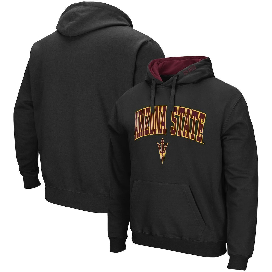 Colosseum Men's Black Arizona State Sun Devils Arch & Logo 3.0 Pullover Hoodie 2 Colosseum Men's Black Arizona State Sun Devils Arch & Logo 3.0 Pullover Hoodie - Image 2