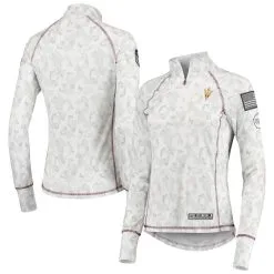 Colosseum Women's White Arizona State Sun Devils OHT Military Appreciation Officer Arctic Camo 1/4-Zip Jacket