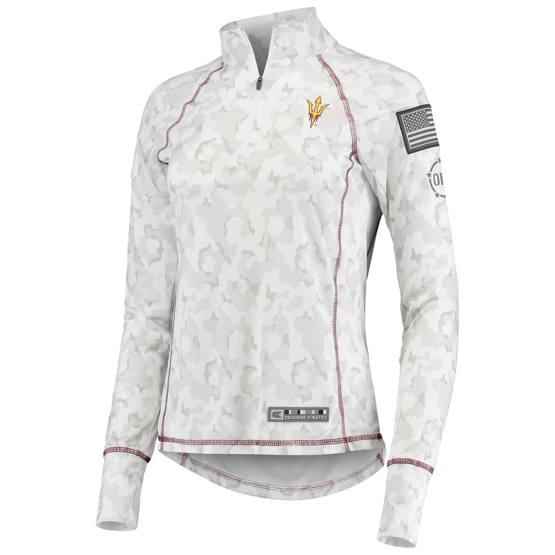 Colosseum Women's White Arizona State Sun Devils OHT Military Appreciation Officer Arctic Camo 1/4-Zip Jacket 3 Colosseum Women's White Arizona State Sun Devils OHT Military Appreciation Officer Arctic Camo 1/4-Zip Jacket - Image 3
