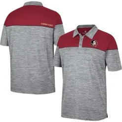 Colosseum Men's Heathered Gray/Garnet Florida State Seminoles Birdie Polo