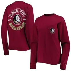 League Collegiate Wear Women's Garnet Florida State Seminoles Oversized Pocket Long Sleeve T-Shirt