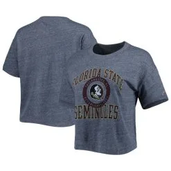 League Collegiate Wear Women's Heather Gray Florida State Seminoles Intramural Midi Seal Tri-Blend T-Shirt