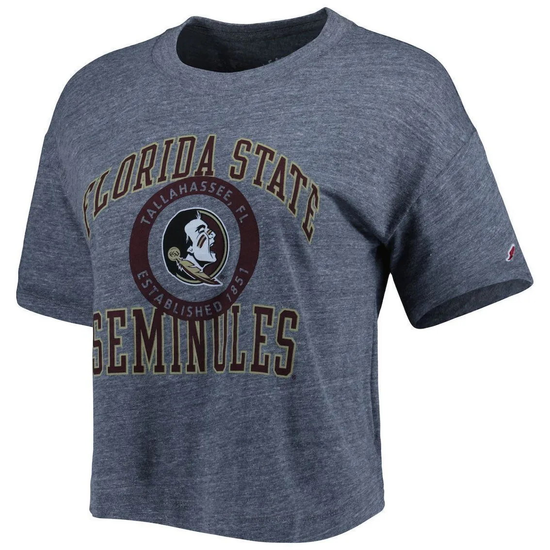 League Collegiate Wear Women's Heather Gray Florida State Seminoles Intramural Midi Seal Tri-Blend T-Shirt 3 League Collegiate Wear Women's Heather Gray Florida State Seminoles Intramural Midi Seal Tri-Blend T-Shirt - Image 3